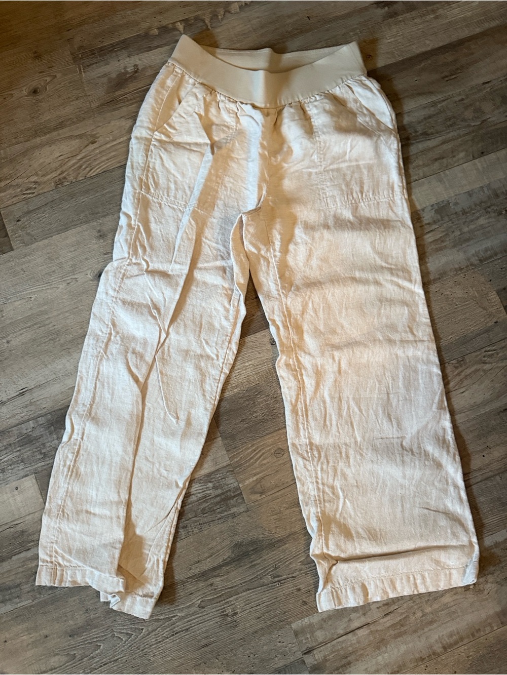 Lands' End Women’s Cream Linen-Blend Casual Pants size 8P